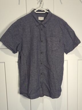 Hang Ten Men's Short-Sleeve Button-Down Shirt - Navy Heather Size XL